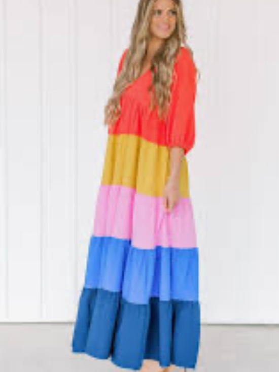 Vilagallo Dresses & Skirts - Vilagallo Tiered Maxi Dress - , Yellow, Pink & Blue!!! 4
